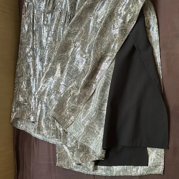 Kobi Halperin Ilse paisley silk blend metallic tiered chiffon wide leg pants XS